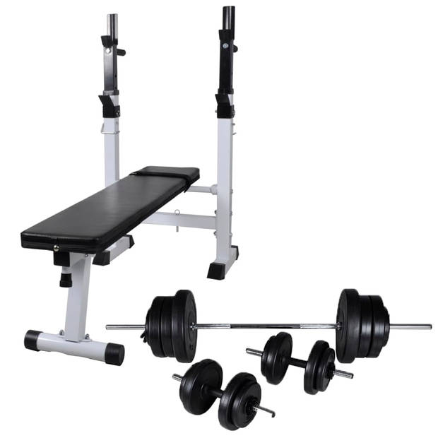 The Living Store Trainingsbank verstelbaar met gewichtenrek - Ideaal voor thuis - Staal - 120 x 50 cm - Max - 100 kg