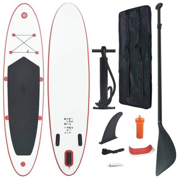 The Living Store SUP Board - Stand Up Paddleboard - Lengte 300 cm - Rood en wit - PVC en EVA