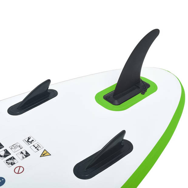 The Living Store Stand Up Paddleboard - Groen/Wit - 360 x 81 x 10 cm - Hogedrukventielen - Inclusief accessoires