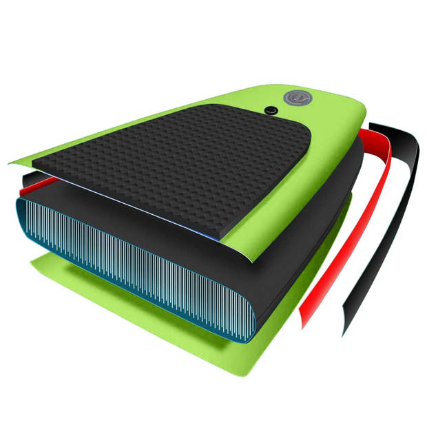 The Living Store Paddleboard - opblaasbaar SUP board - groen - 366 x 76 x 15 cm - draagtas inbegrepen