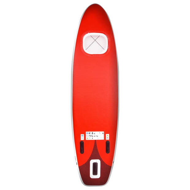 The Living Store Opblaasbaar Paddleboard - SUP Set - 300 x 76 x 10 cm - Rood - PVC