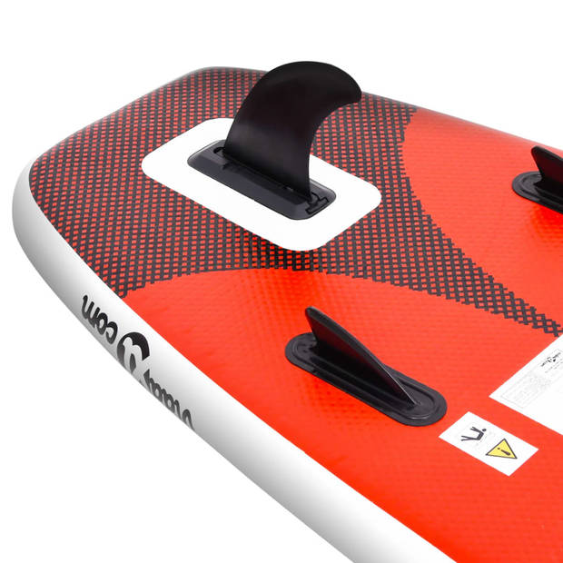 The Living Store Opblaasbaar Paddleboard - SUP Set - 300 x 76 x 10 cm - Rood - PVC