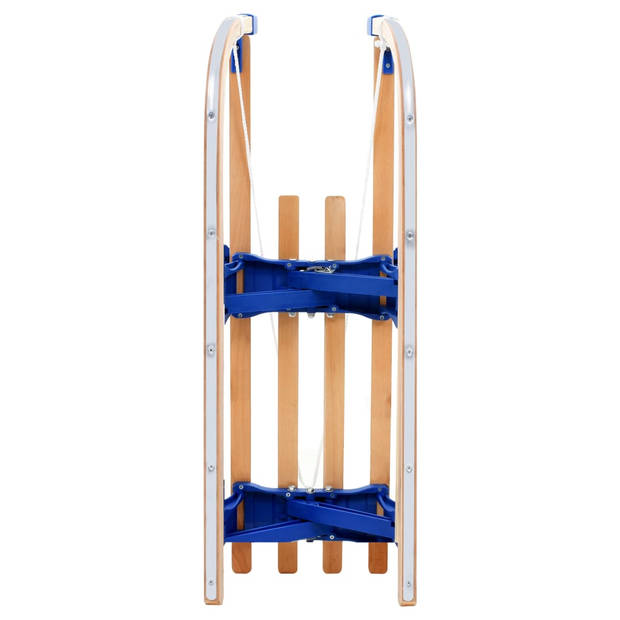 The Living Store Inklapbare houten slee - 110 cm - Beige/Blauw