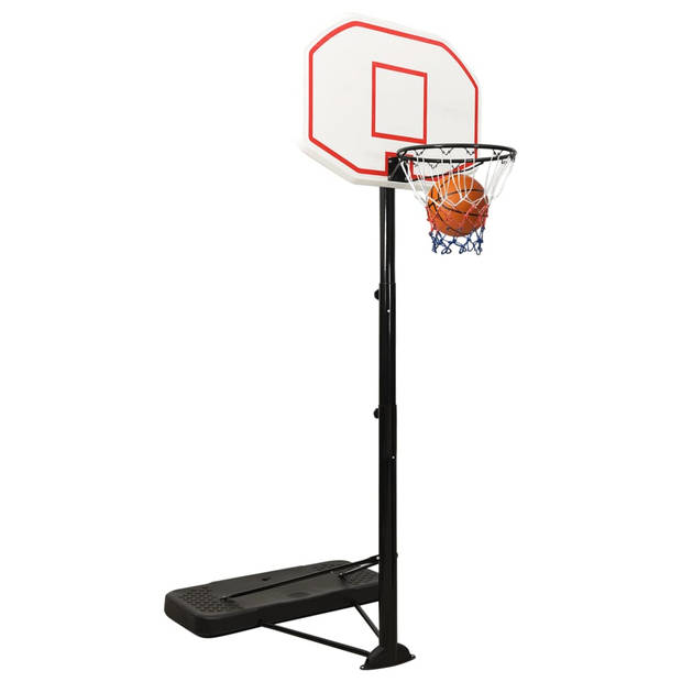 The Living Store Basketbalstandaard - verstelbare hoogte - polyetheen - stalen basketbalrand - nylon net