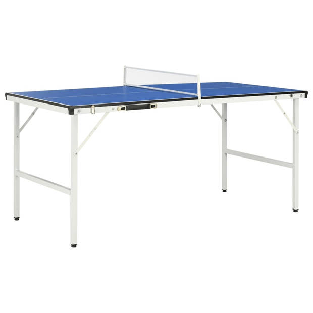 The Living Store Tennistafel - Compacte indoor speeltafel - Blauw - MDF en staal - 152 x 76 x 66 cm - 16 kg