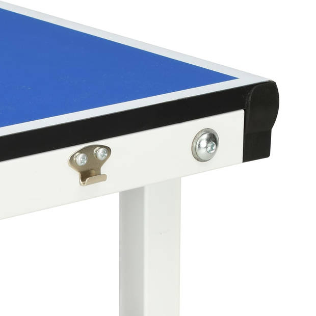 The Living Store Tennistafel - Compacte indoor speeltafel - Blauw - MDF en staal - 152 x 76 x 66 cm - 16 kg