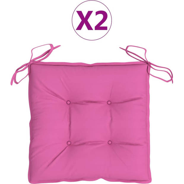 The Living Store Stoelkussens - Polyester - 40x40x7 cm - Roze