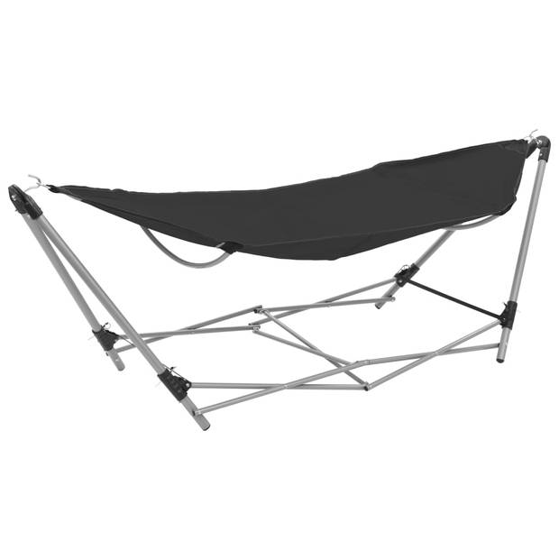 The Living Store Opvouwbare Hangmat - Stalen Frame - 241 x 76 x 70 cm - Zwart