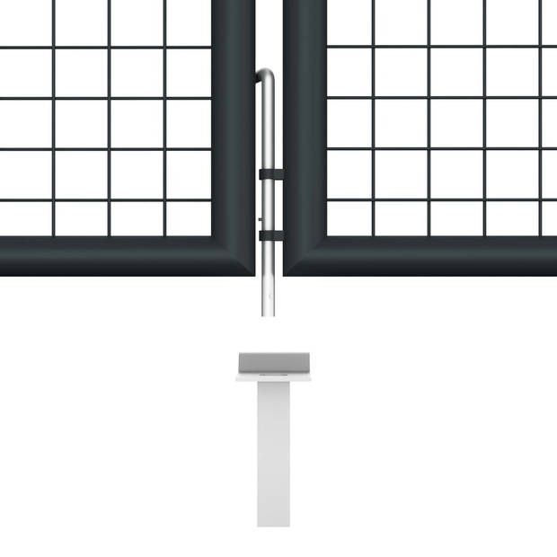 The Living Store Tuinpoort - Gegalvaniseerd staal - 400x125 cm - Antraciet - Met grondpin - Inclusief 3 sleutels