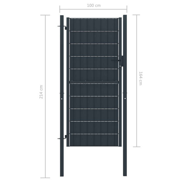 The Living Store Tuinpoort - PVC en staal - 100 x 164 cm - Duurzaam en stabiel - Antraciet