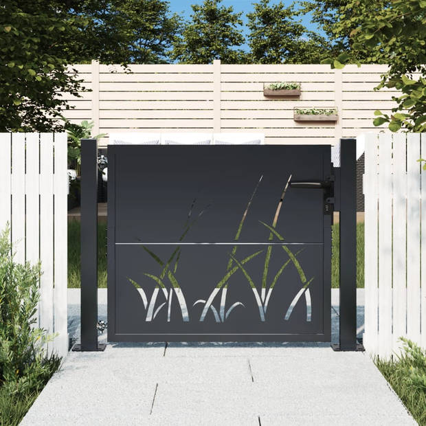 The Living Store Tuinpoort - Antraciet - Gegalvaniseerd staal - 105 x 80 cm - Lasergesneden ontwerp