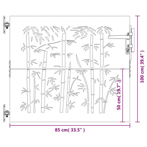 vidaXL Poort 85x100 cm bamboe-ontwerp cortenstaal