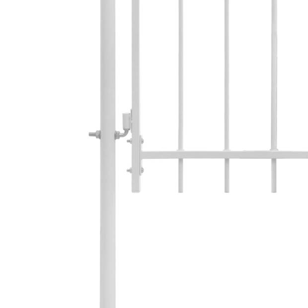 The Living Store Tuinpoort - Moderne witte gepoedercoate stalen poort - 1x1.75m (LxH) - Met vergrendelingssysteem