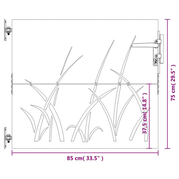 vidaXL Poort 85x75 cm grasontwerp cortenstaal