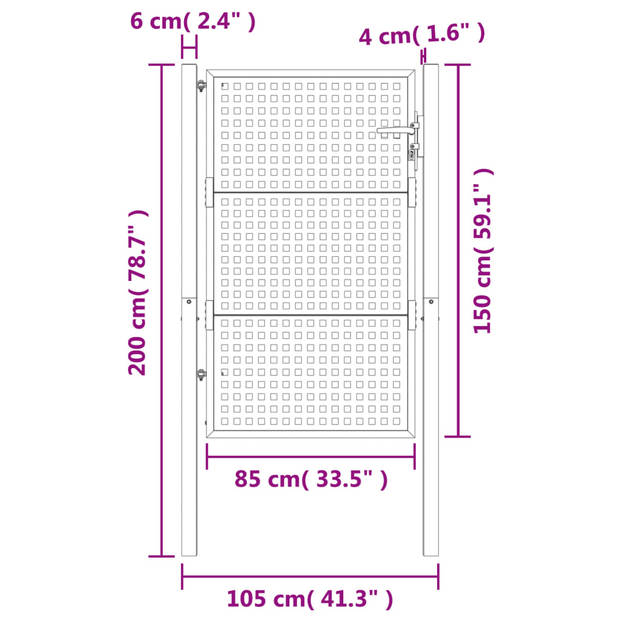 vidaXL Poort 105x200 cm staal antracietkleurig