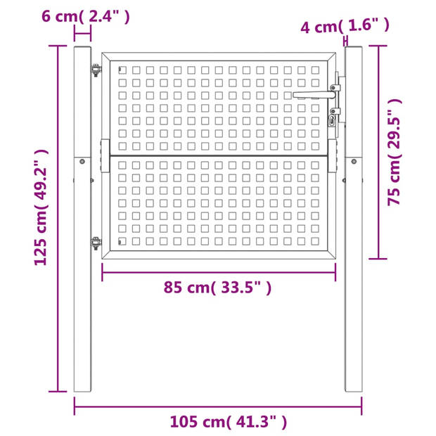 vidaXL Poort 105x125 cm staal antracietkleurig