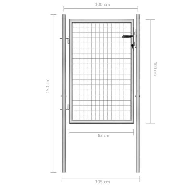 The Living Store Tuinpoort - Staal - 105 x 150 cm - Corrosiebestendig - Zilver