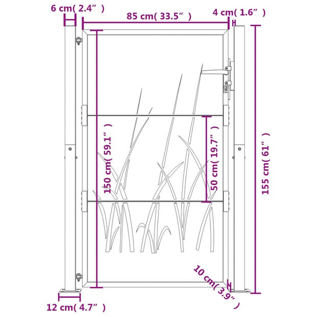 The Living Store Poort - Staal - Antraciet - 105 x 155 cm - Lasergesneden design