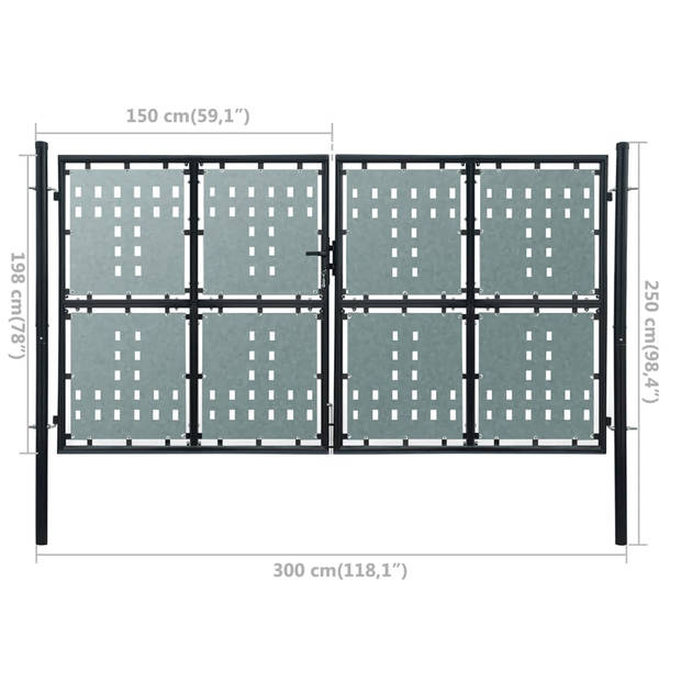 The Living Store Hekpoort - Tuinpoort - 300 x 250 cm - Gepoedercoat staal