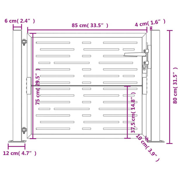 The Living Store Poort Tuin - Staal - 105x80 cm - Antraciet - Afsluitbaar - Gemonteerd - The Living Store