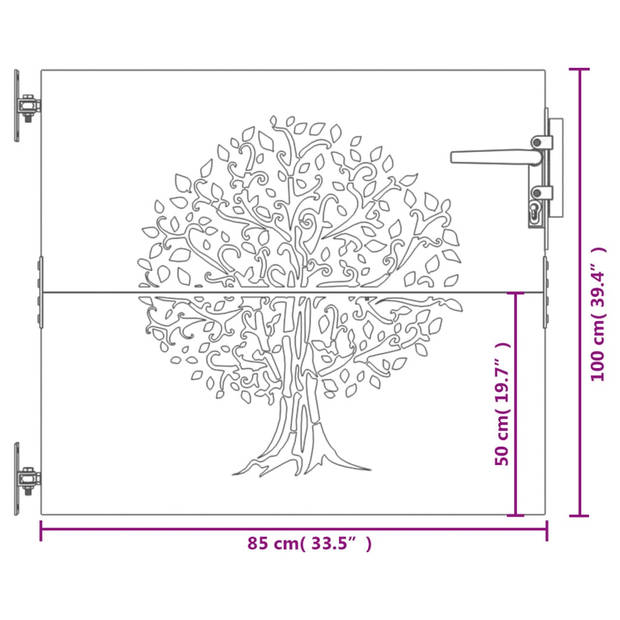 The Living Store Cortenstalen Tuinpoort - 85 x 3 x 100 cm - Afsluitbaar - Roestig