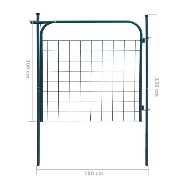 The Living Store Tuinpoort Groen 100x150 cm - Gegalvaniseerd staal