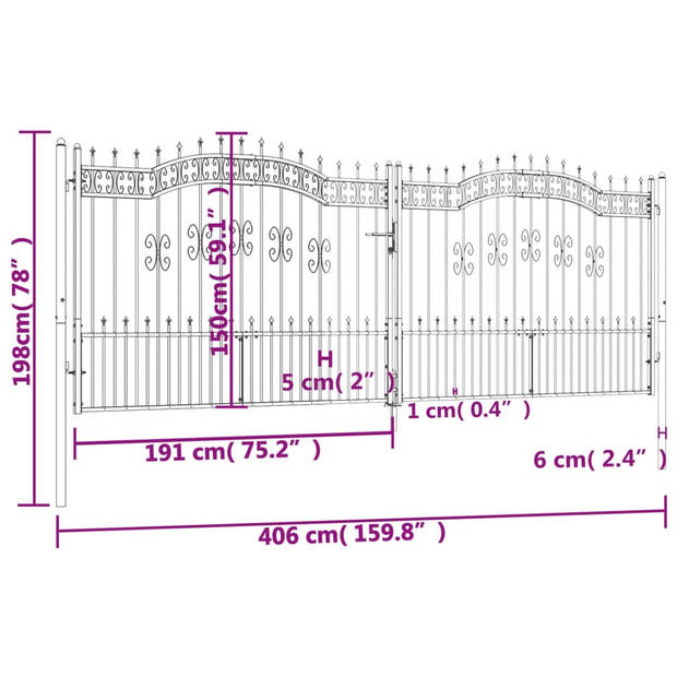 The Living Store Poorten - Hek Rond Tuin of Terras - 406x198cm - Gepoedercoat Staal