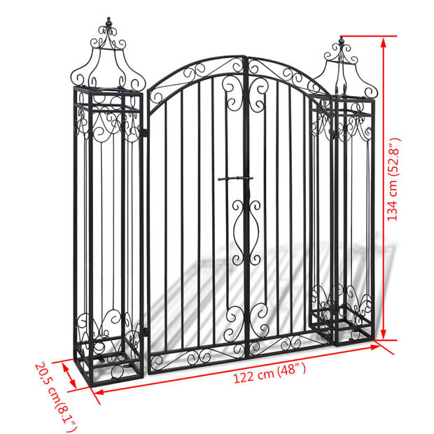 The Living Store Smeedijzeren Tuinpoort - 122 x 20.5 x 134 cm - Robuust - Roestbestendig