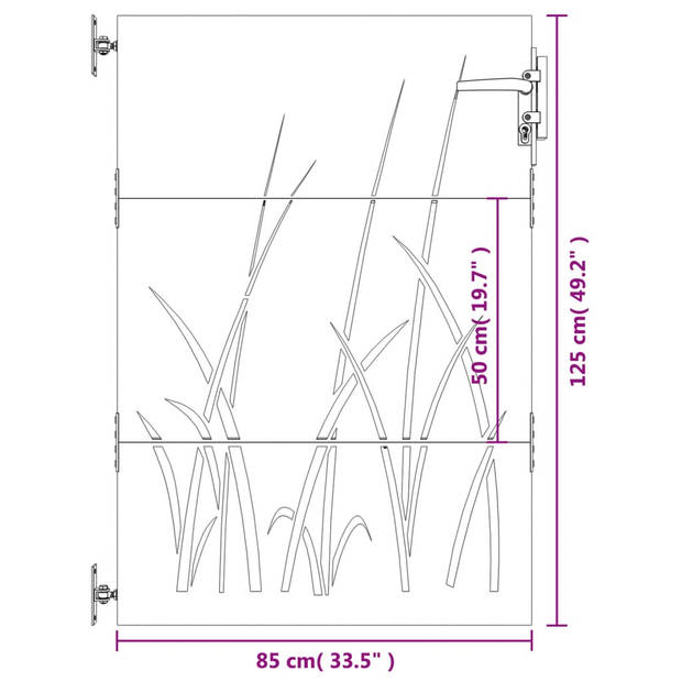 The Living Store Cortenstaal Tuinpoort - Naam - 85 x 3 x 125 cm (B x D x H) - Afsluitbaar