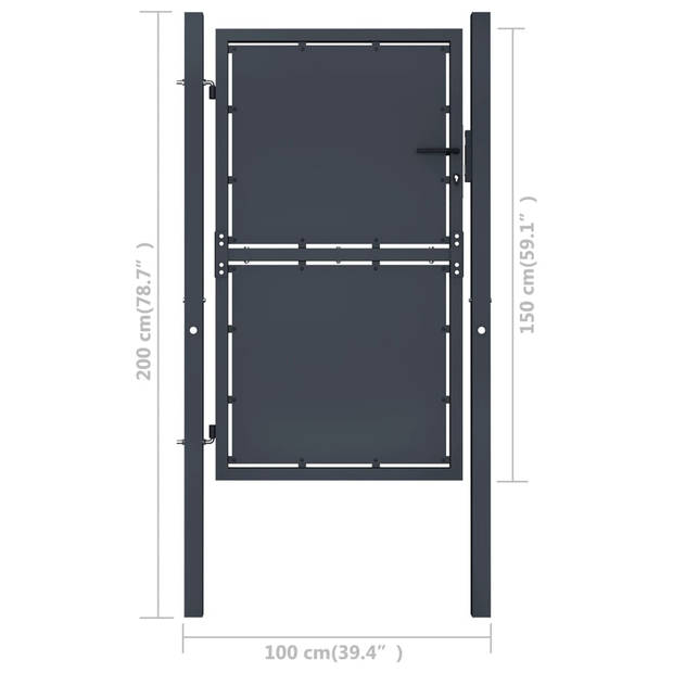 The Living Store Hekpoort Staal 100x200 cm - Antraciet