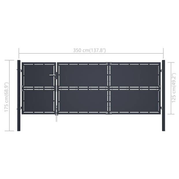 The Living Store Hekpoort - Staal - 350x175 cm - Antraciet - Inclusief slot