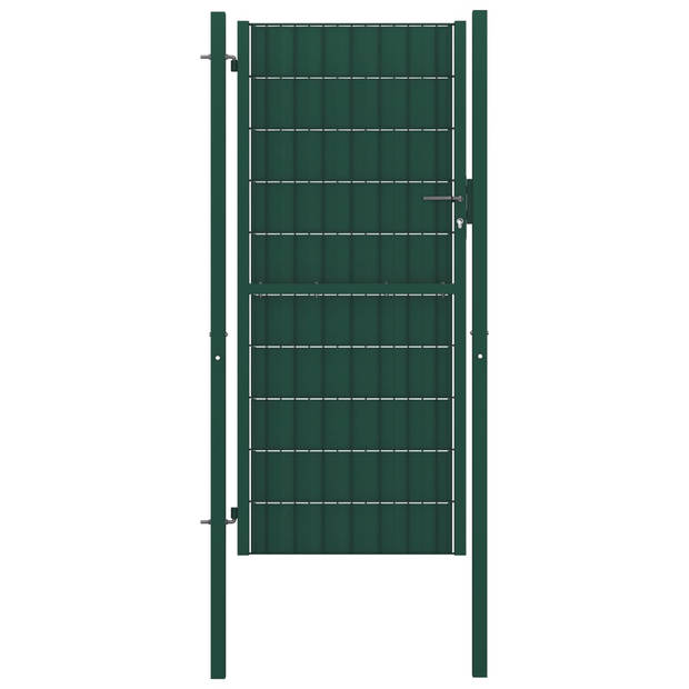 The Living Store Tuinpoort - PVC en staal - 100 x 164 cm - Groen - Vergrendelbaar