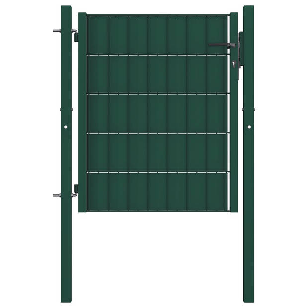 The Living Store Tuinpoort Stevig Groen PVC/Staal 100x81cm - Vergrendelbaar