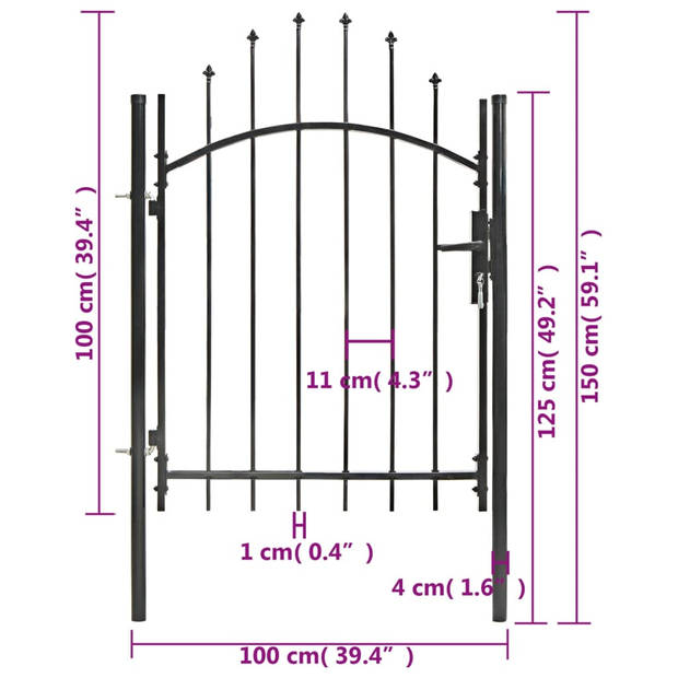 vidaXL Poort 1x1,5 m staal zwart