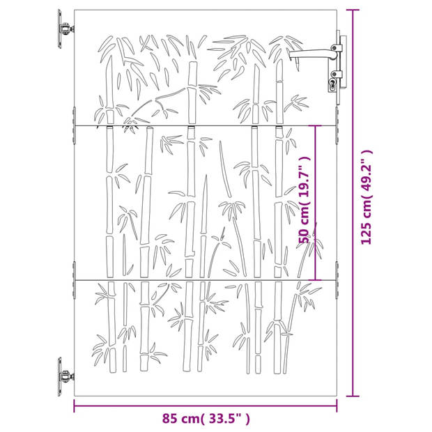 The Living Store Tuinpoort - Cortenstaal - 85 x 3 x 125 cm (B x D x H) - Roestig - Lasergesneden Design