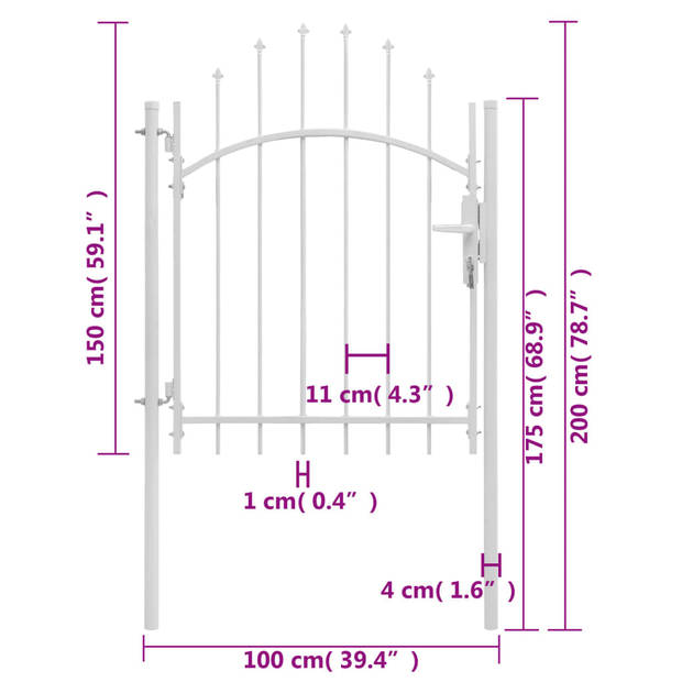 vidaXL Poort 1x2 m staal wit