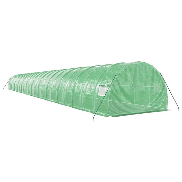 The Living Store Broeikas 24 x 3 x 2 m - Groen - PE en gegalvaniseerd staal