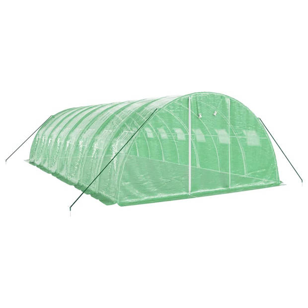 The Living Store Broeikas - Groen - 8 x 4 x 2 m - PE en Gegalvaniseerd Staal - Met 2 Ritsen