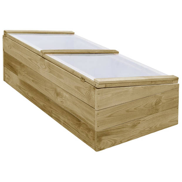 The Living Store Houten kweekbak - 100 x 50 x 25/35 cm - Met overkapping