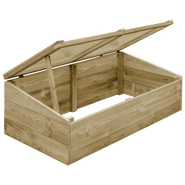 The Living Store Houten kweekbak - 100 x 50 x 25/35 cm - Met overkapping