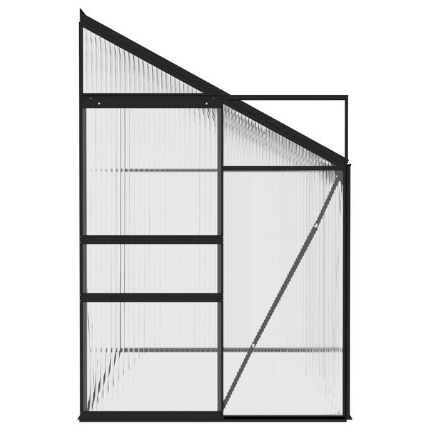 The Living Store Kweekkas - Aluminium - PC-plaat - 128 x 248 x 124/192 cm - Antraciet - UV-bestendig