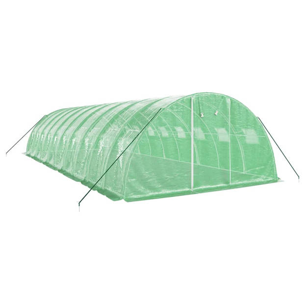 The Living Store Broeikas XL - 10 x 4 x 2 m - Gegalvaniseerd Staal - PE Materiaal - Groen