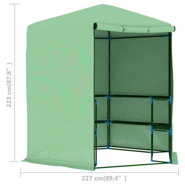 The Living Store Tuinkas - Groen - 227 x 223 cm - 170g/m² PE-mesh - Gepoedercoat Staal