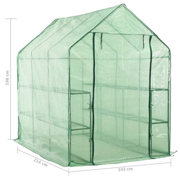 The Living Store Tuinkas - Compacte Inloopkas - 143x214x196 cm - Groen