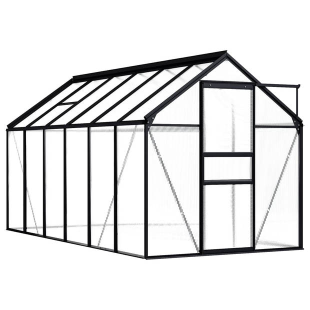 The Living Store Kweekkas - Aluminium - 190 x 370 x 125/195 cm - 7.03 m² - polycarbonaat panelen