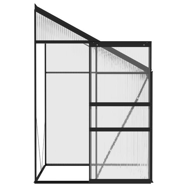 The Living Store tuinkas Antraciet en transparant - 128 x 128 x 124/192 cm - Ruime kweekkas - aluminium constructie