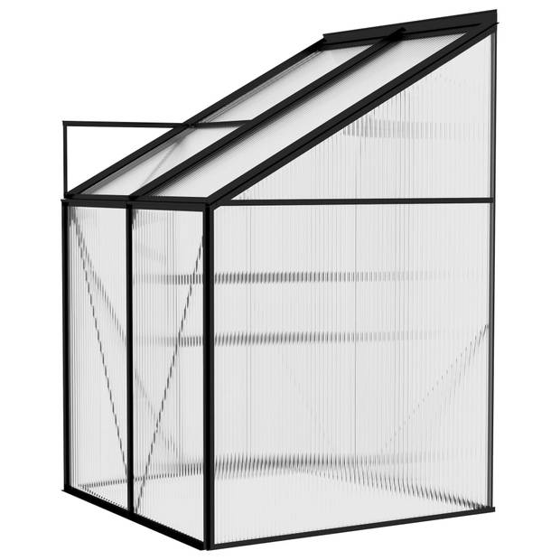 The Living Store tuinkas Antraciet en transparant - 128 x 128 x 124/192 cm - Ruime kweekkas - aluminium constructie