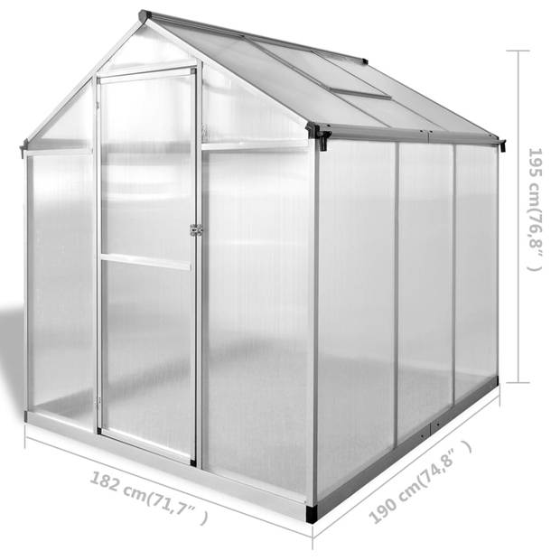 The Living Store Tuinkas - Aluminium frame - 190 x 182 x 195 cm - 3.46 m² - UV-bestendig