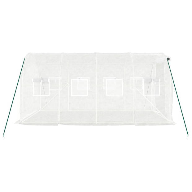 The Living Store Broeikas - PE en gegalvaniseerd staal - 4 x 2 x 2 m - wit - 140 g/m² - The Living Store