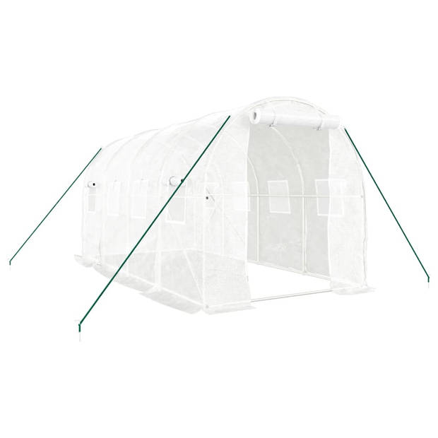 The Living Store Broeikas - PE en gegalvaniseerd staal - 4 x 2 x 2 m - wit - 140 g/m² - The Living Store